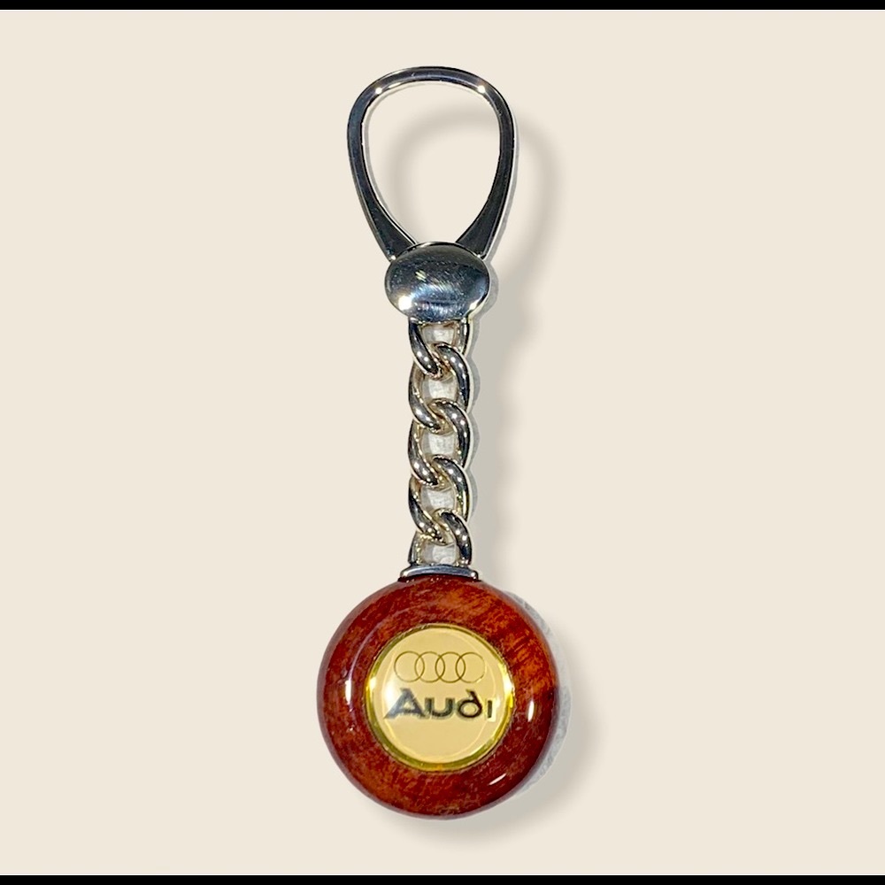 **Audi Silver And Wood Keychain 925. Stamped**